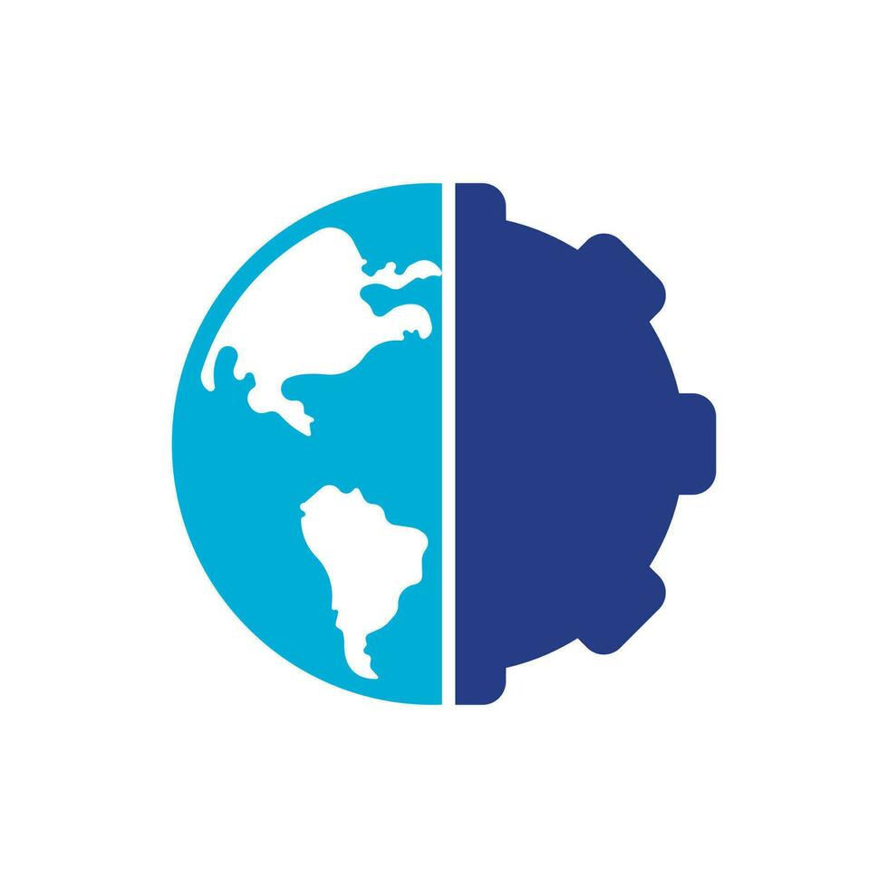 Gear global vector logo design. Gear planet icon logo design element.
