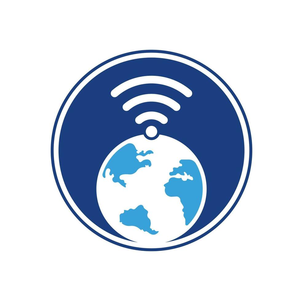 Globe wifi logo design icon. World signal vector logo template.