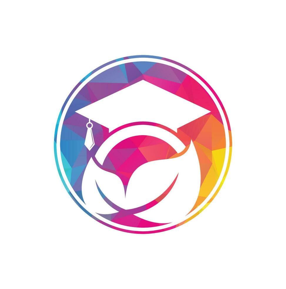 Nature student vector logo template. Leaf with graduation hat logo template vector icon design.