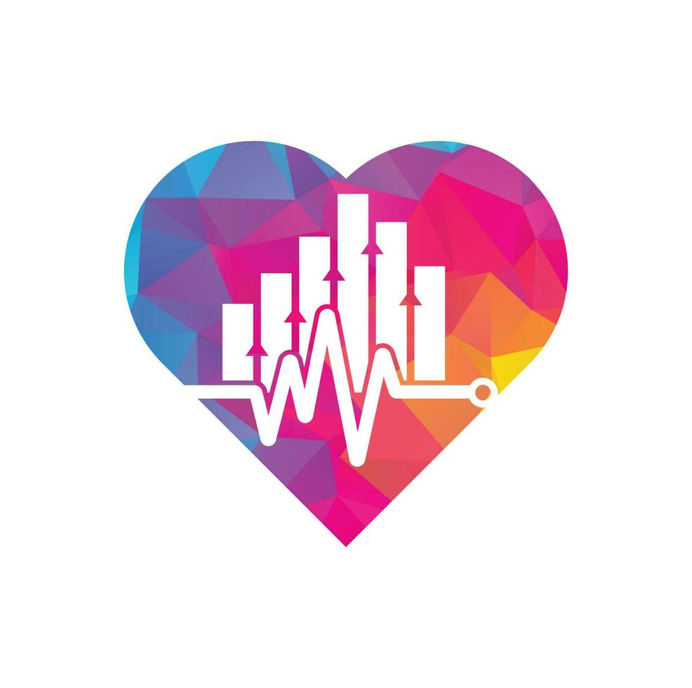 logo de concepto de forma de corazón de pulso de finanzas. icono de diseño de logotipo de finanzas de latido del corazón. plantilla de diseño de logotipo de pulso de estadísticas. vector