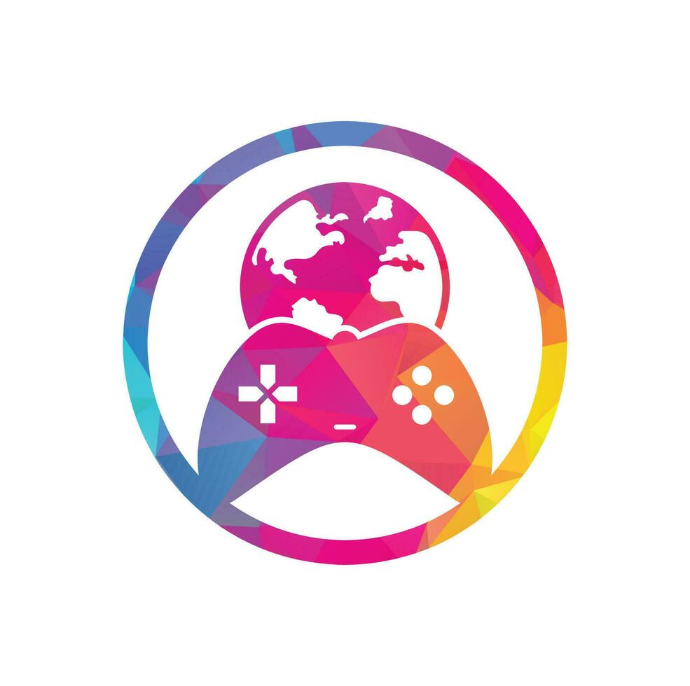 Game Globe Logo Icon Design. Online Gamer World Logo. Globe and Game Stick Icon vector