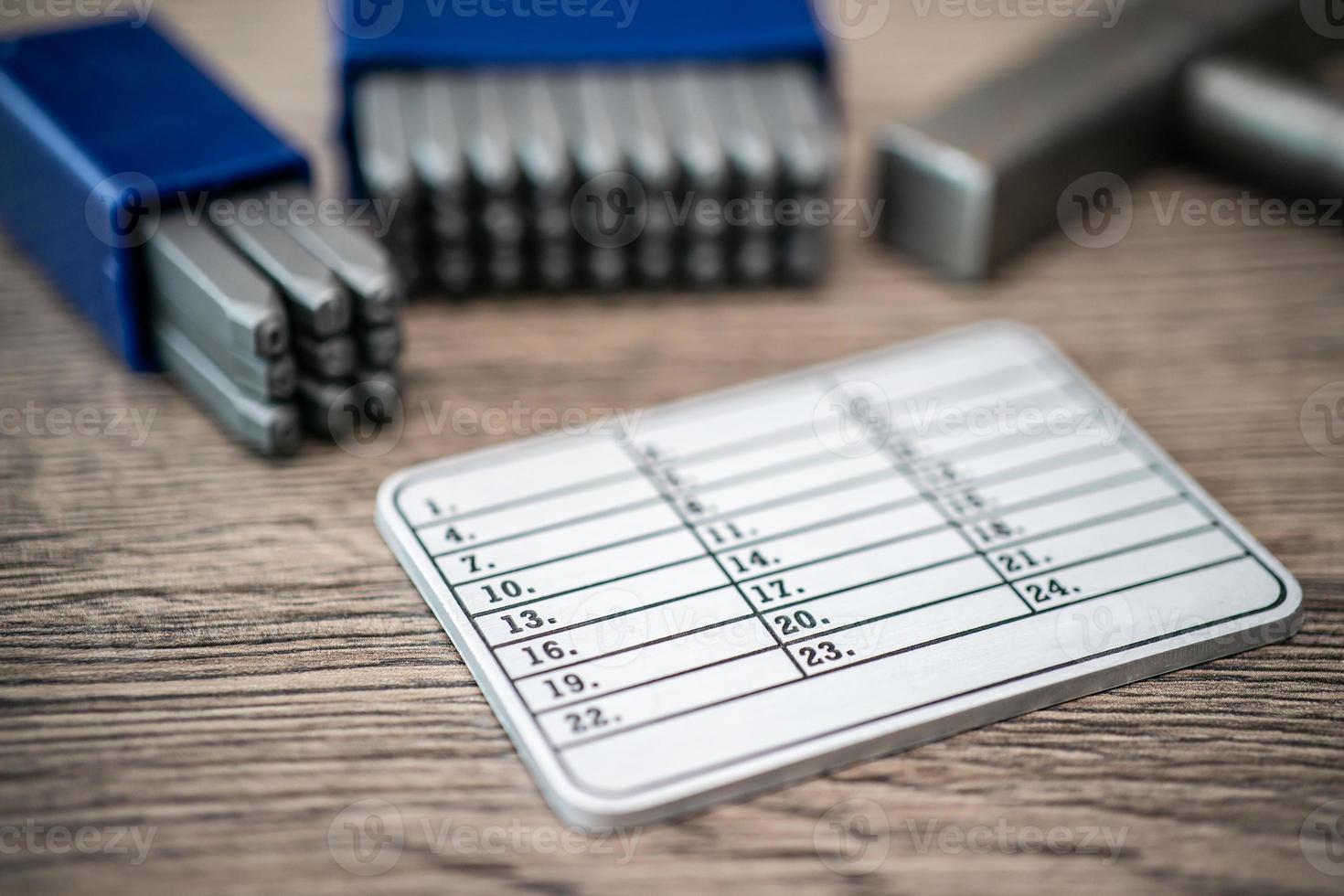 Metal plates for stamp seed phrase, secure and save password. Hardware cryptocurrency wallet. Safe storage for crypto. photo