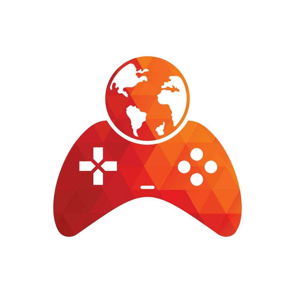 Game Globe Logo Icon Design. Online Gamer World Logo. Globe and Game Stick Icon vector