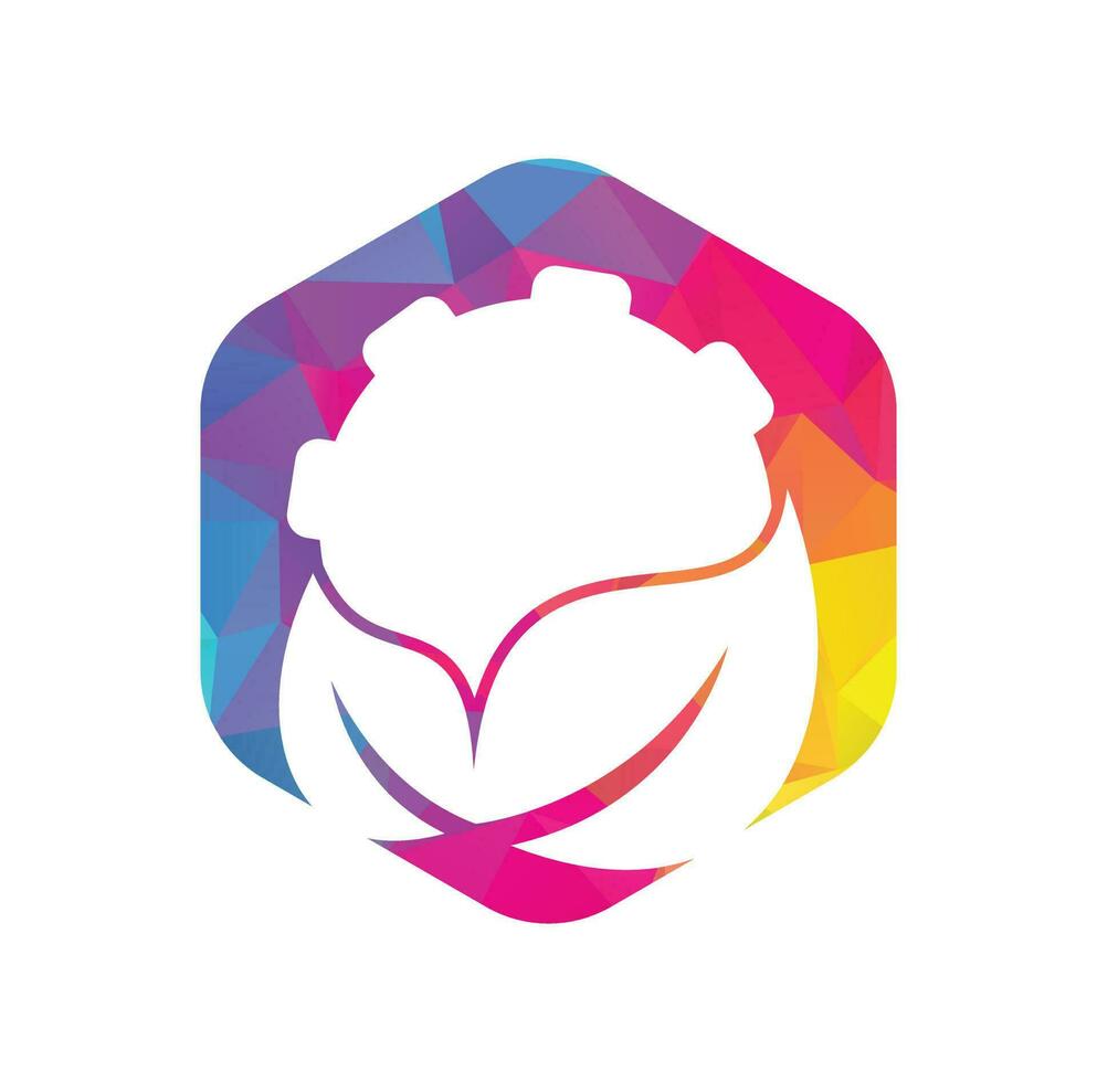 Gear and leaf logo combination vector. Mechanic and eco symbol or icon. vector