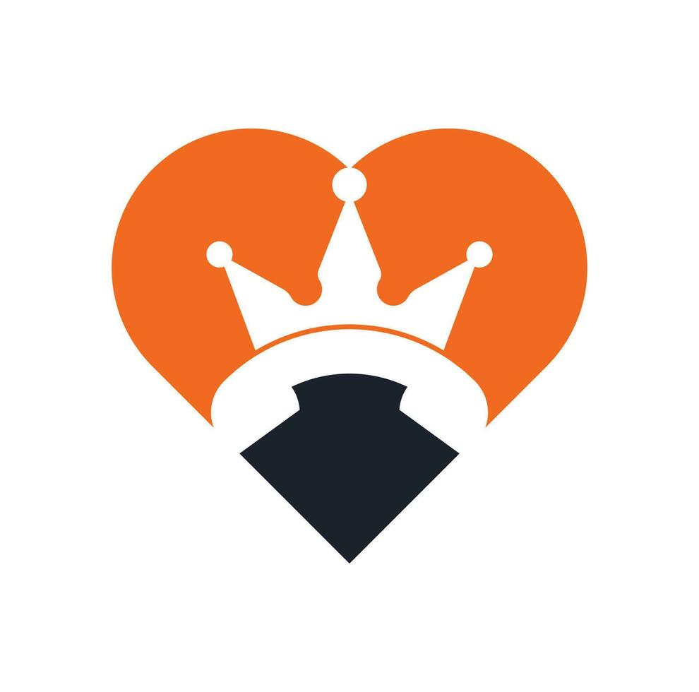 Diseño de logotipo vectorial en forma de corazón de llamada de rey. diseño de icono de auricular y corona. vector