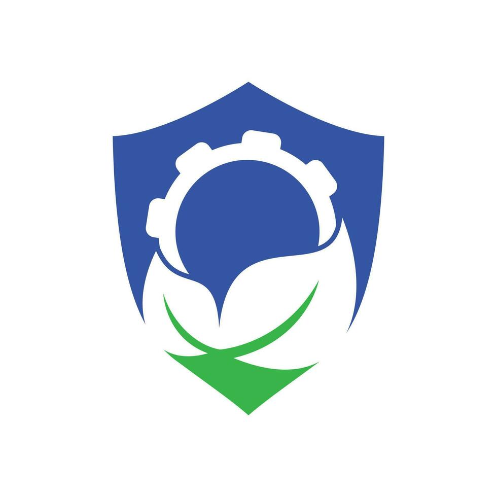 Gear and leaf logo combination vector. Mechanic and eco symbol or icon. vector