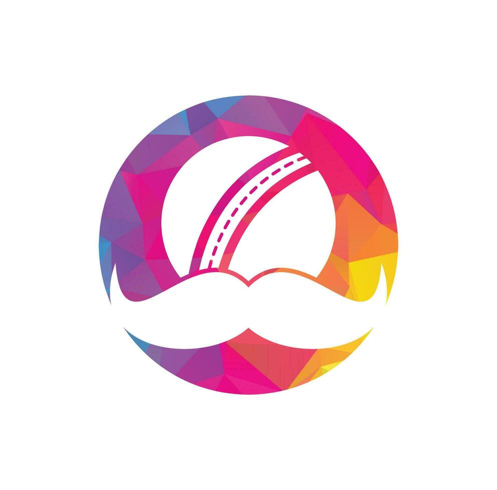 Strong cricket vector logo design. Moustache and cricket ball vector icon design.