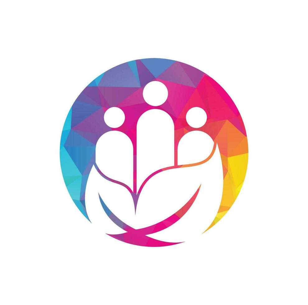 Leaf people logo design icon vector. Green community vector logo template.