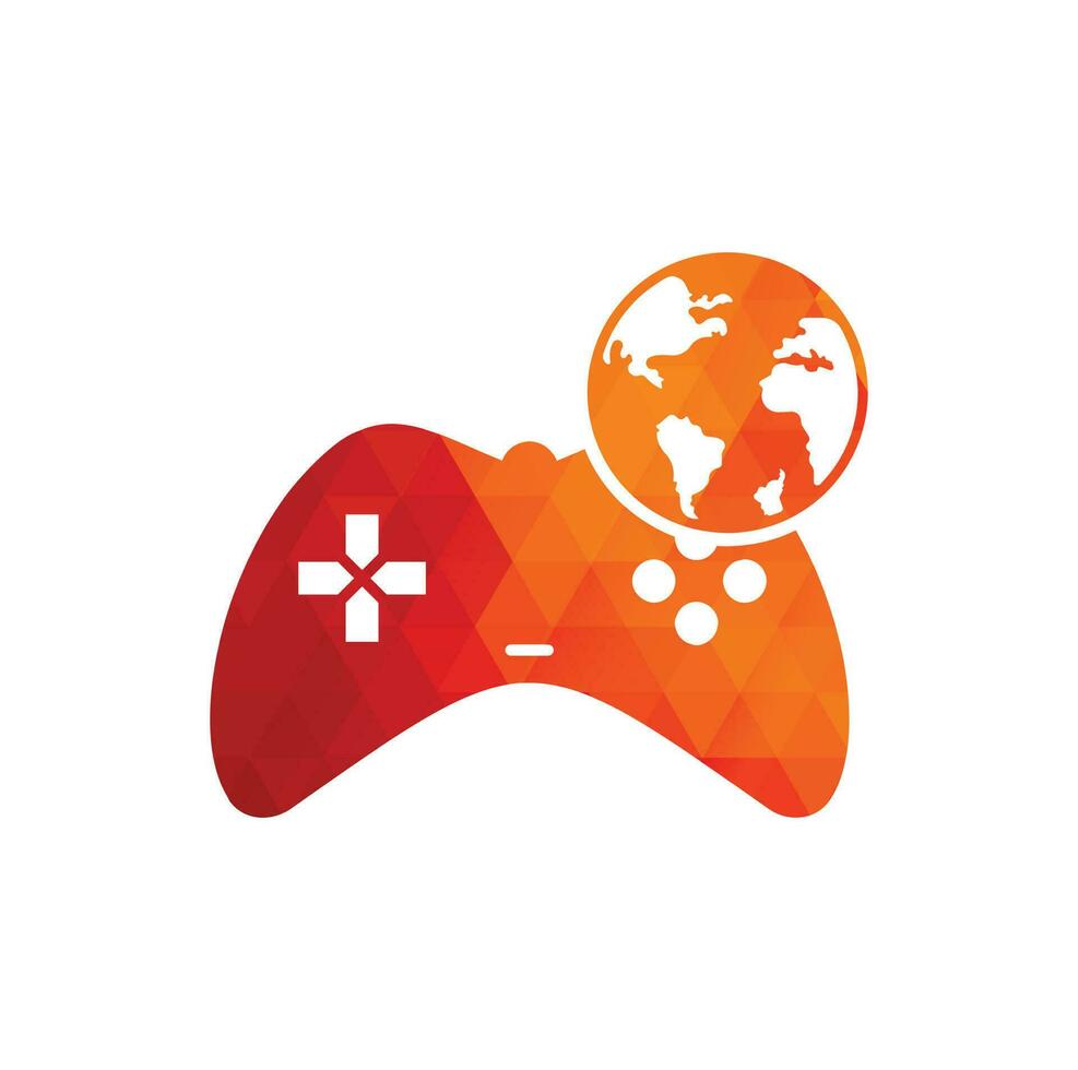 Game Globe Logo Icon Design. Online Gamer World Logo. Globe and Game Stick Icon vector