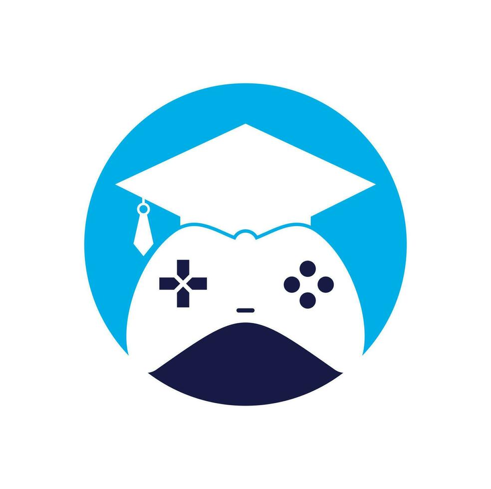 Game education vector logo design. Game console with graduation cap icon design.