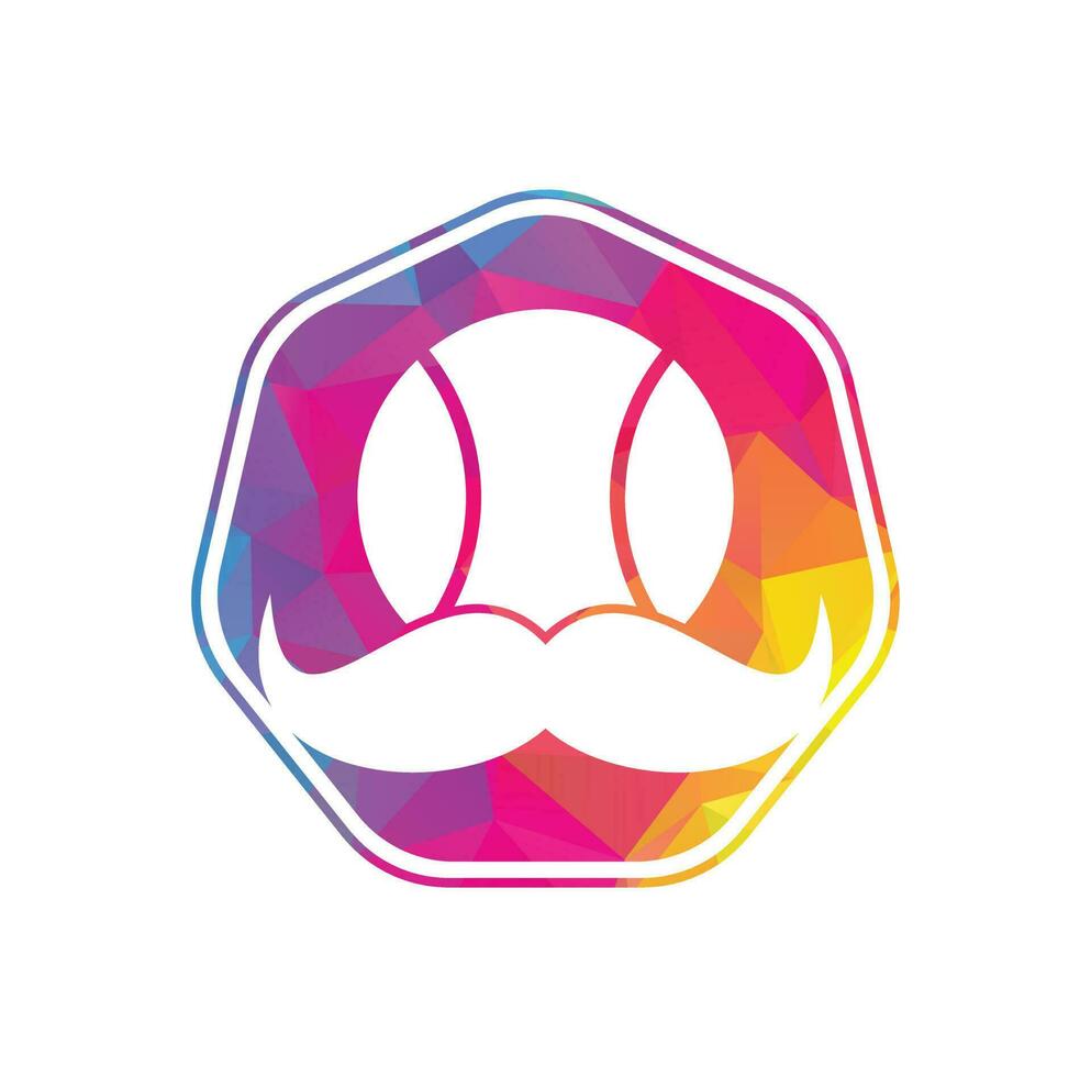 fuerte diseño de logotipo vectorial de tenis. diseño de icono de vector de bigote y pelota de tenis.