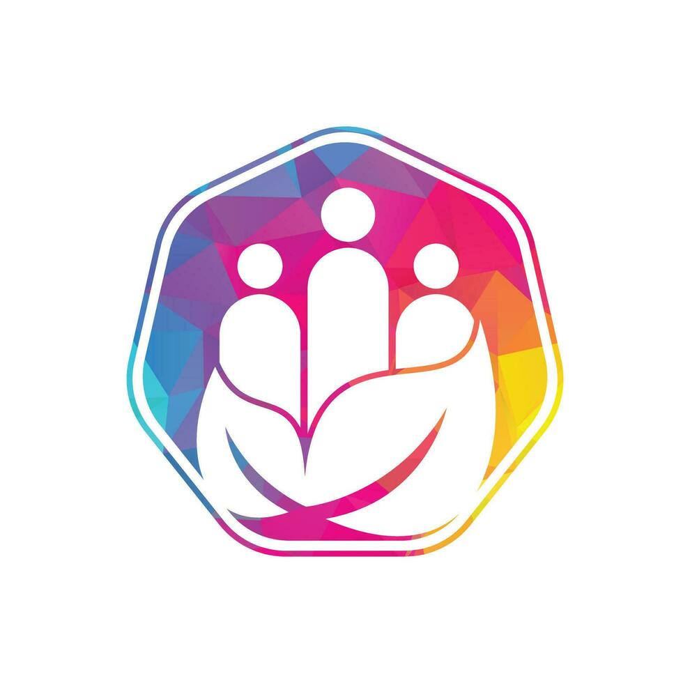 Leaf people logo design icon vector. Green community vector logo template.