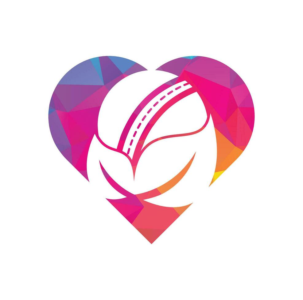diseño de logotipo vectorial de concepto de forma de corazón de grillo de hoja. plantilla única de diseño de logotipo orgánico y de cricket. vector