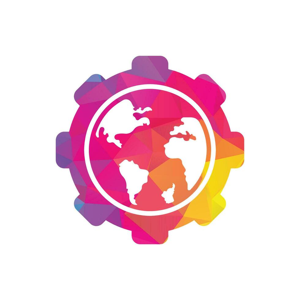 Gear global vector logo design. Gear planet icon logo design element.