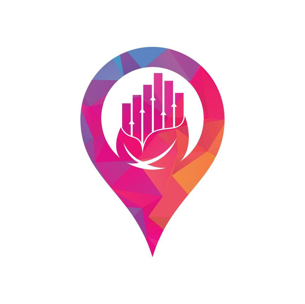Finance leaf gps shape concept logo template. Nature stats logo icon vector. vector