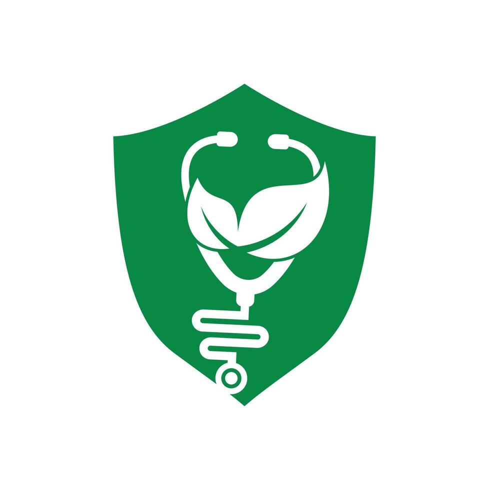 Health stethoscope vector logo design. Stethoscope with leaf icon vector design.