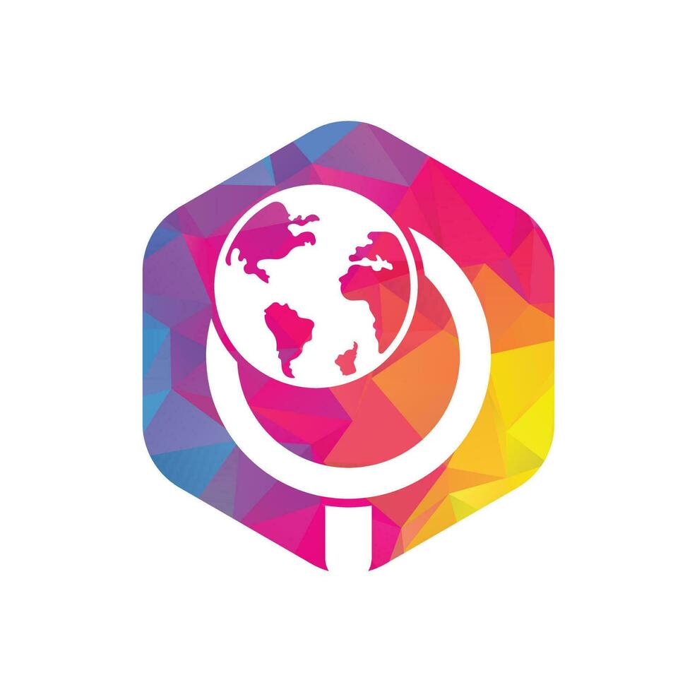 combinación de logo de mundo y lupa. plantilla única de diseño de logotipo de globo y búsqueda. vector