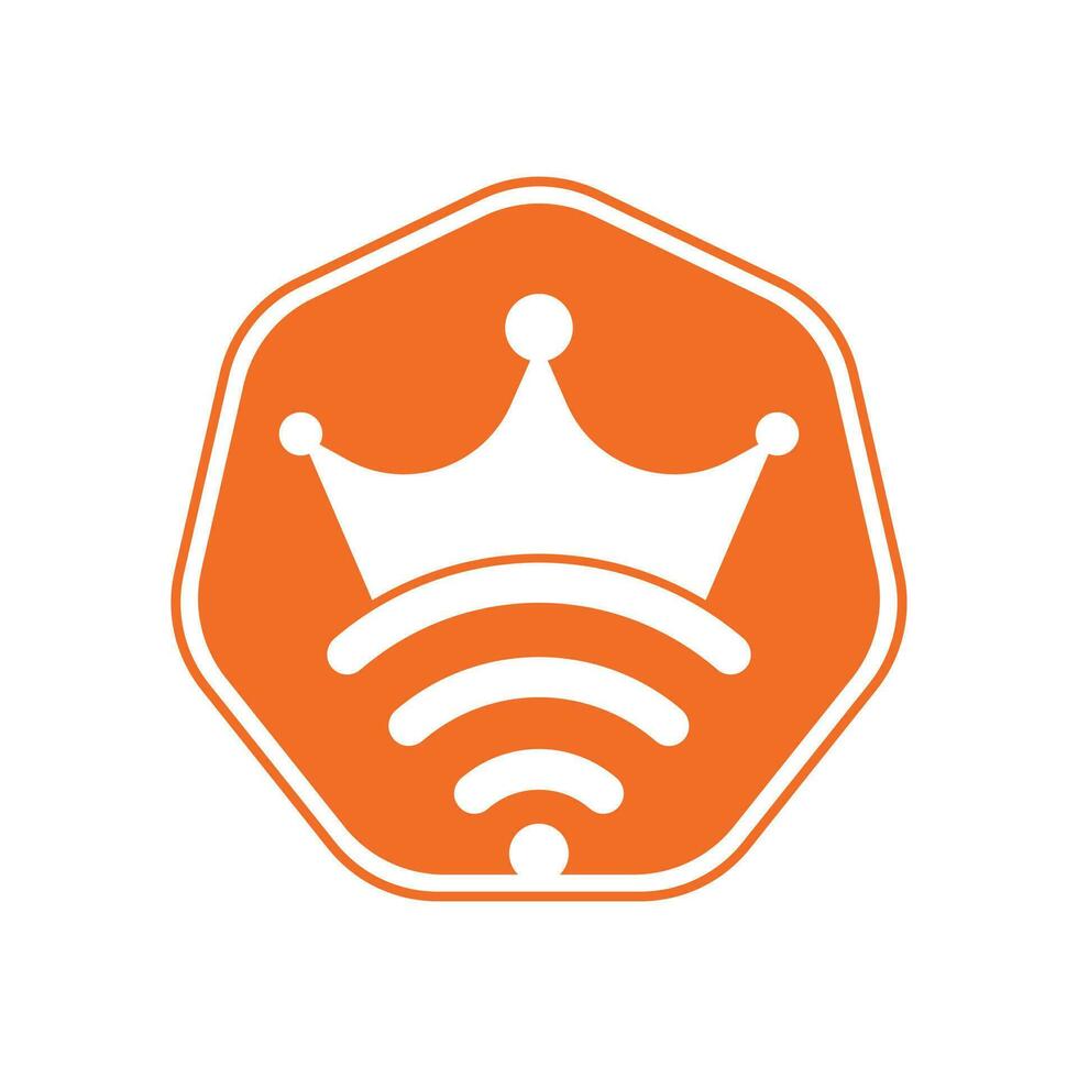 King Wifi Logo template Vector. Crown and wifi vector logo template.