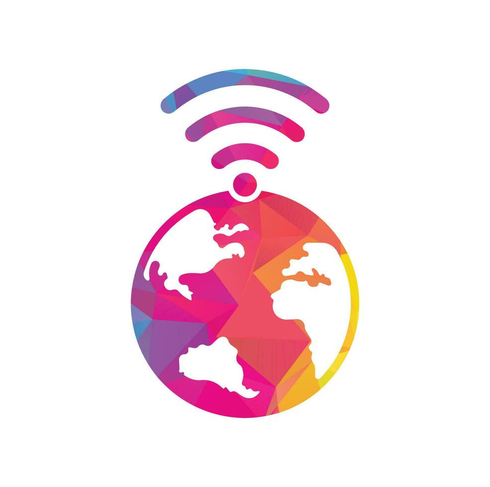 Globe wifi logo design icon. World signal vector logo template.