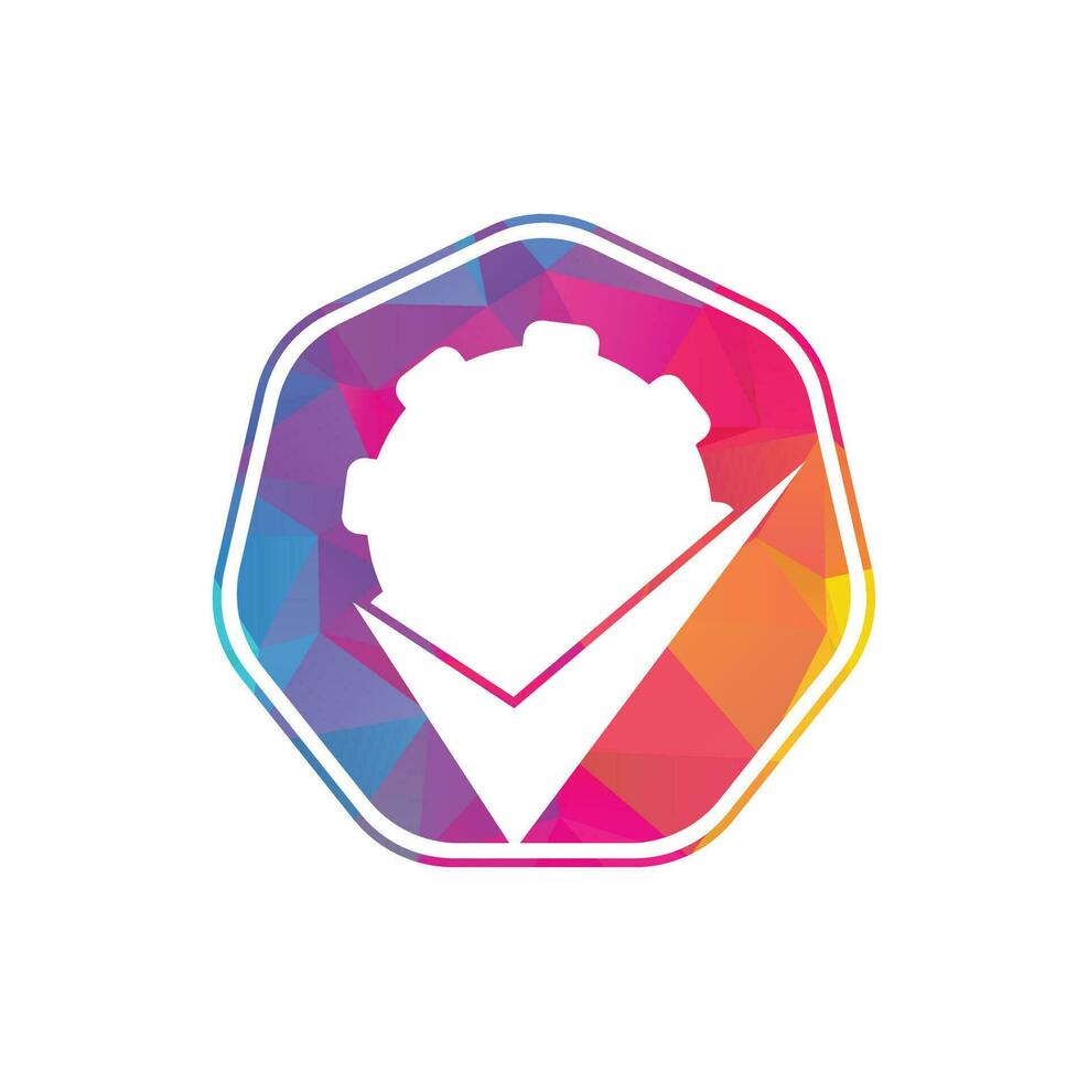 Check Gear Logo Icon Design. Tick cog logo icon vector. vector