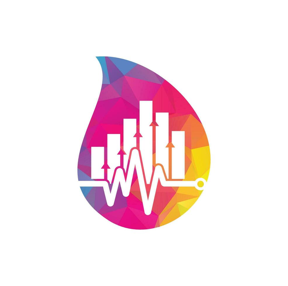 Finance pulse drop shape concept logo. Heart beat finance logo design icon. stats pulse logo design template. vector