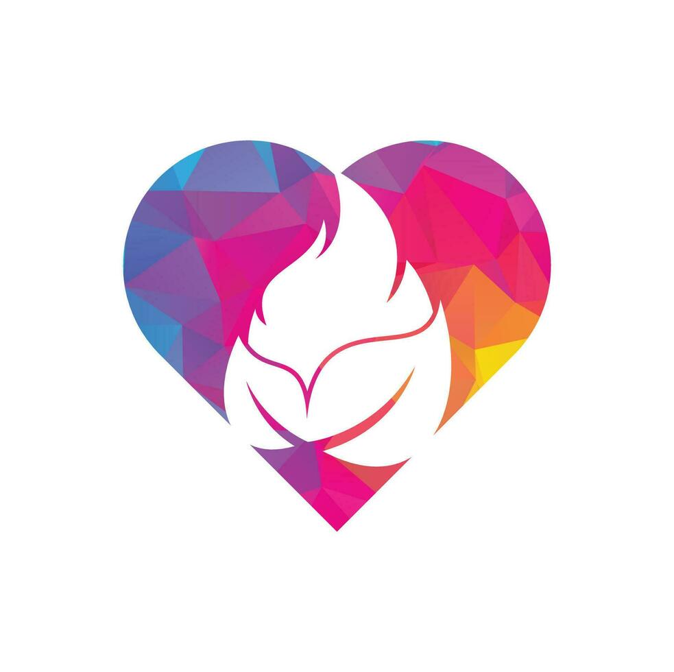 Leaf fire heart shape concept vector logo design template. Eco green alternative energy logo design vector template.