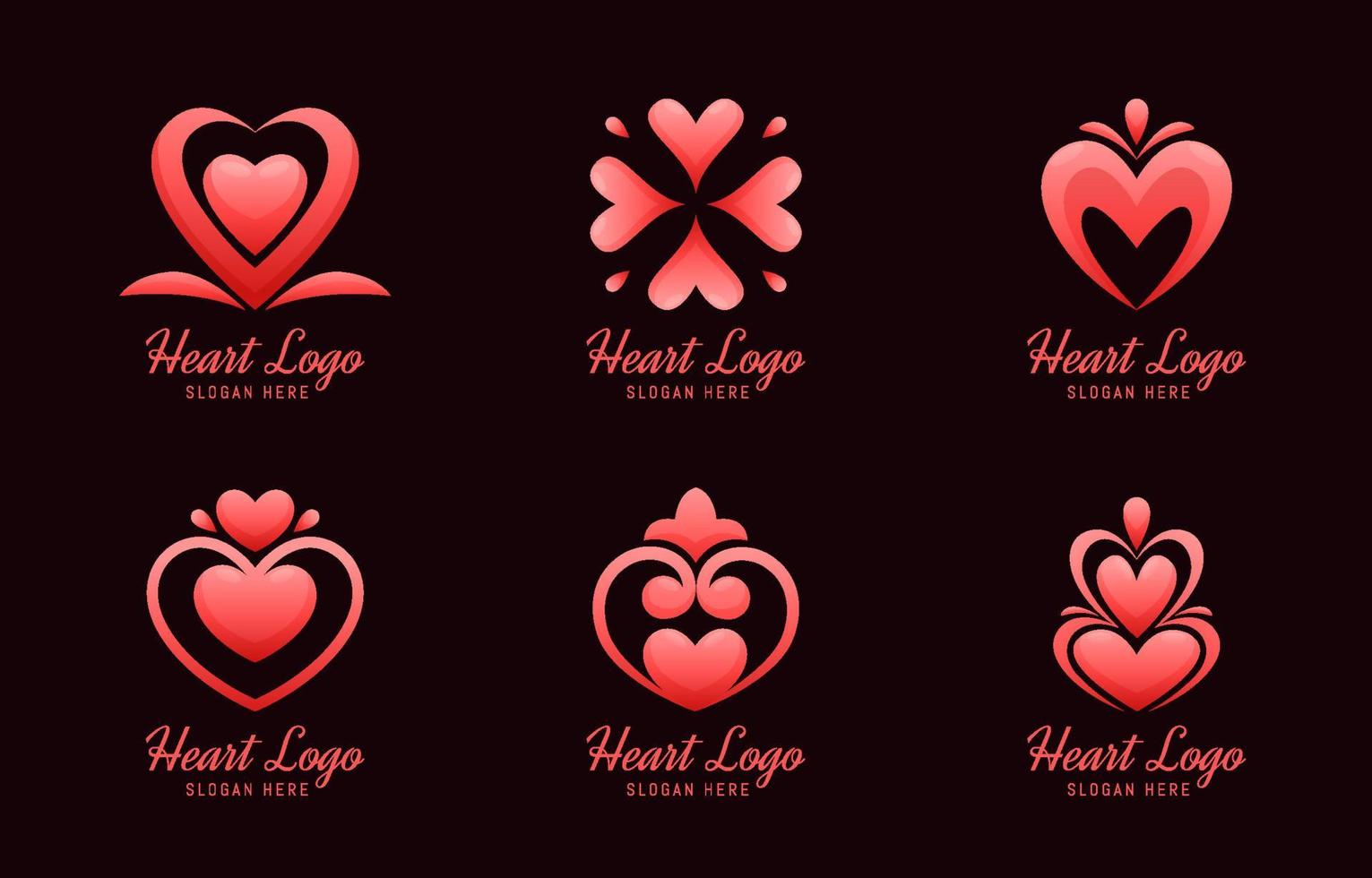 plantilla de conjuntos de iconos de corazón vector