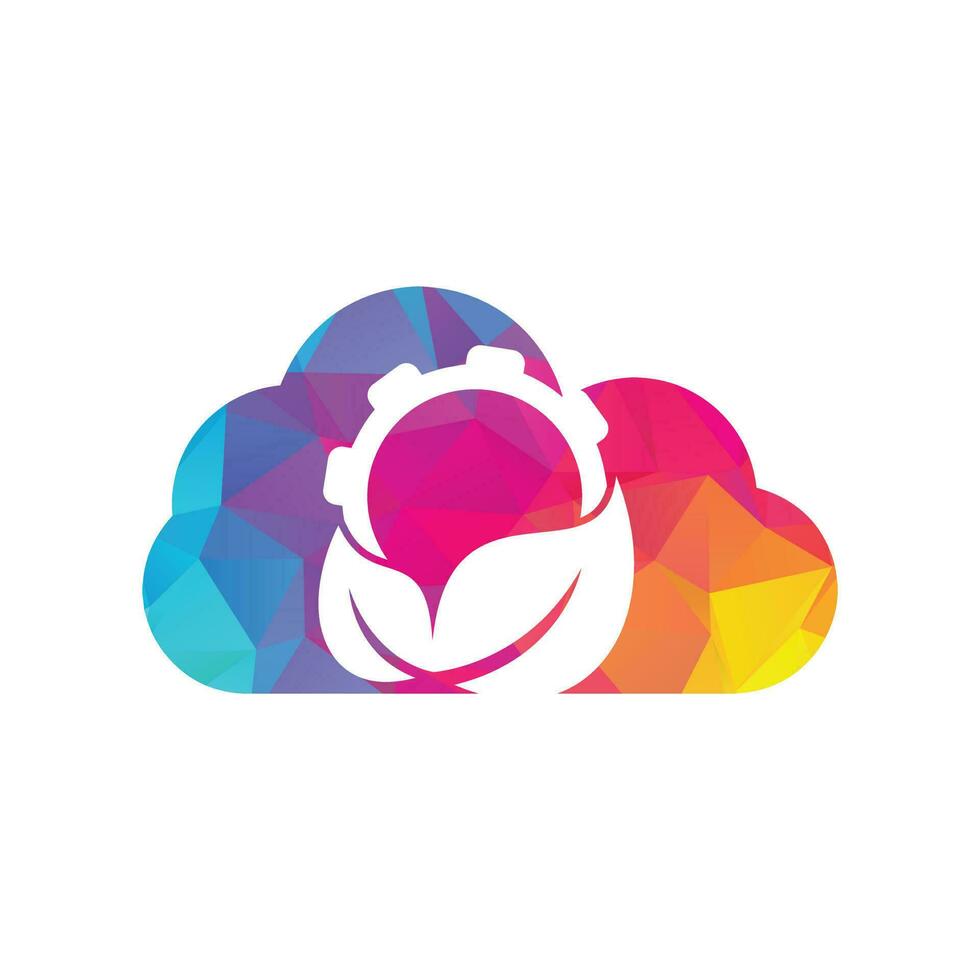 Gear leaf cloud shape concept logo combination vector. Mechanic and eco symbol or icon. vector