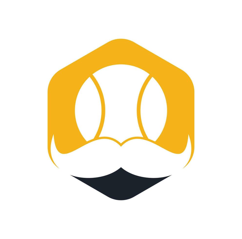 Strong tennis vector logo design. Moustache and tennis ball vector icon design.