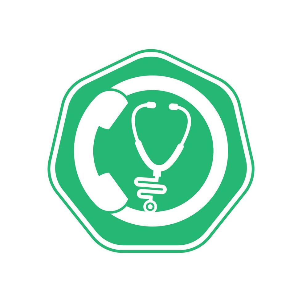 Stethoscope call logo design icon vector. Call doctor logo. vector