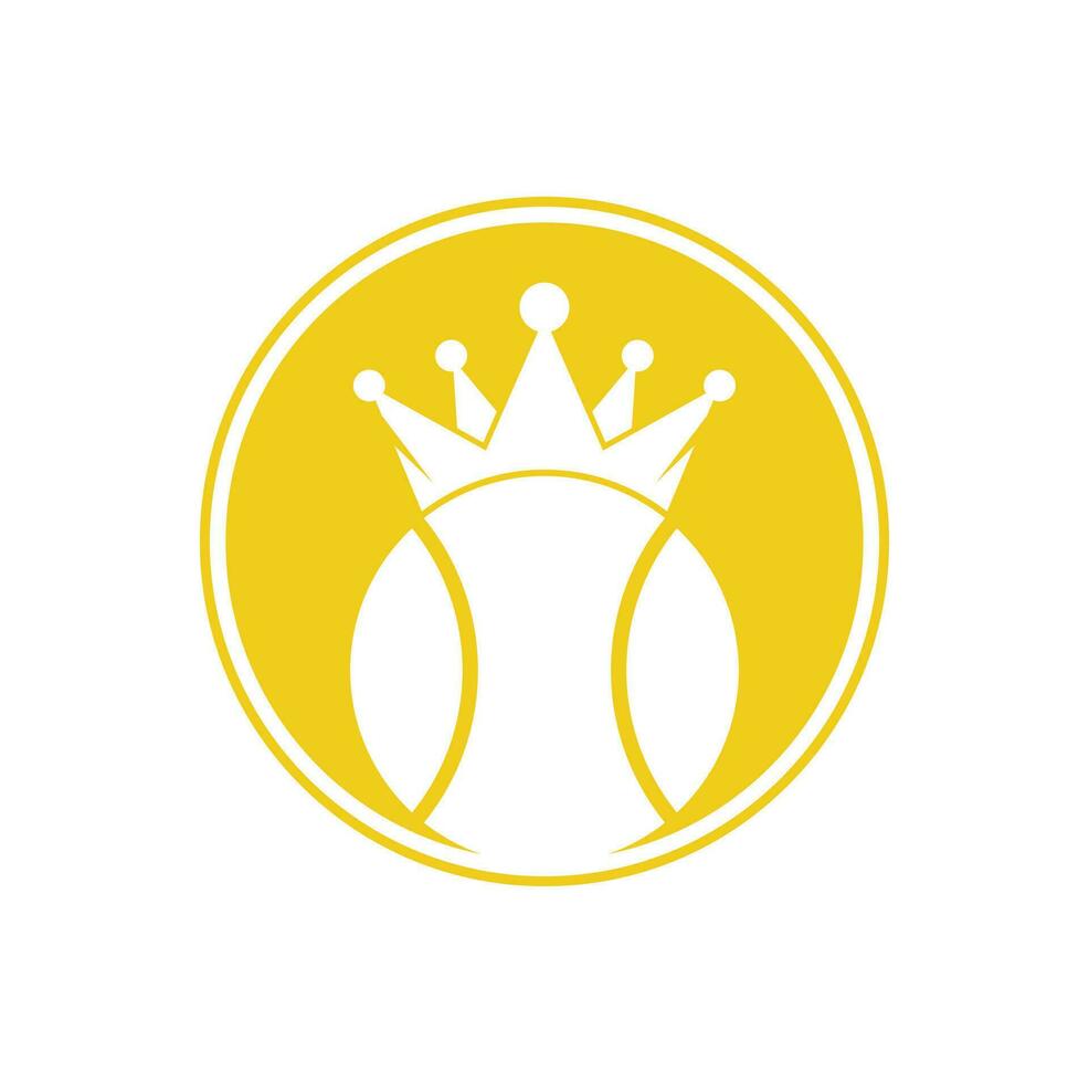 diseño del logotipo vectorial del rey del tenis. plantilla de diseño de icono de corona y pelota de tenis. vector