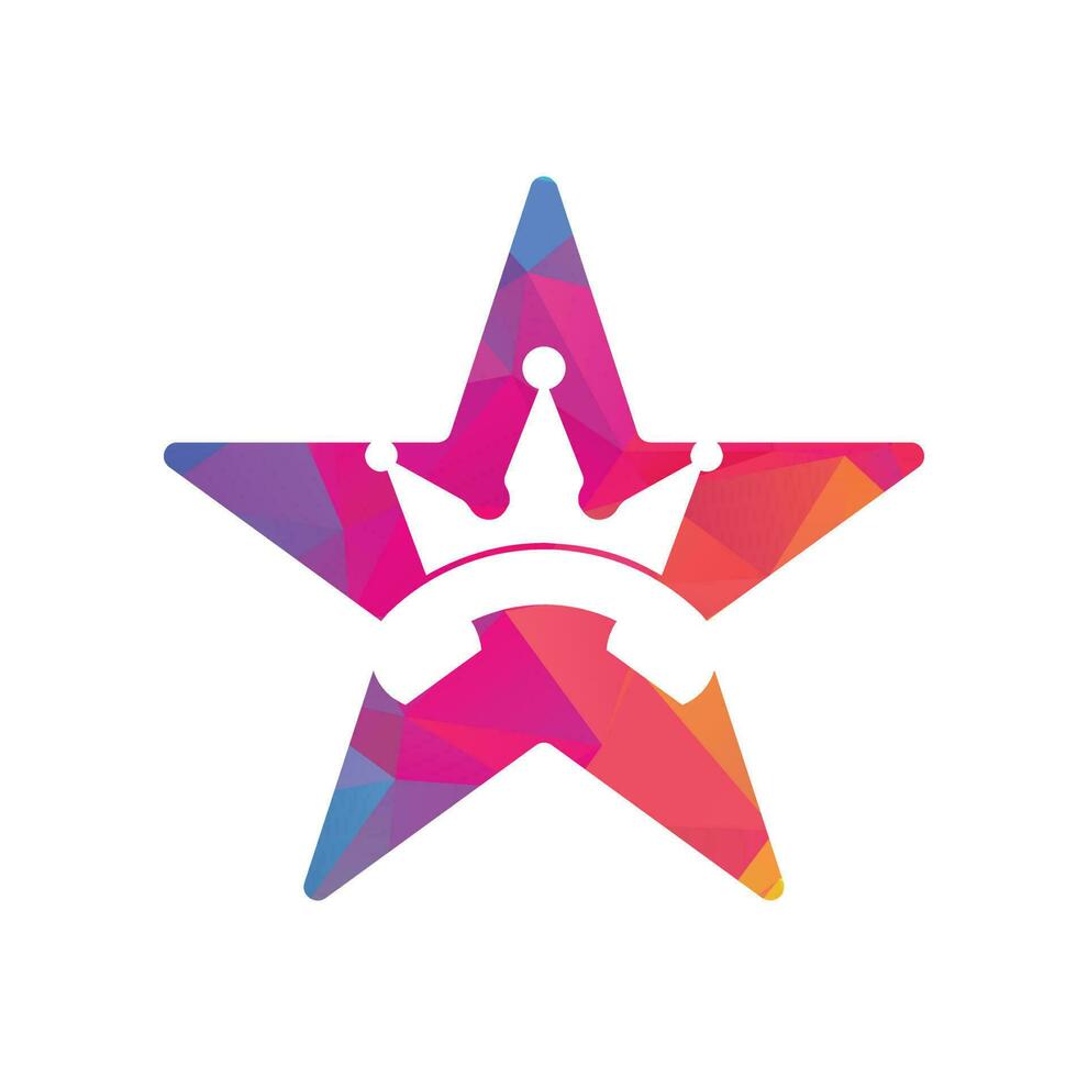 King call star shape vector logo design. Handset and crown icon design.