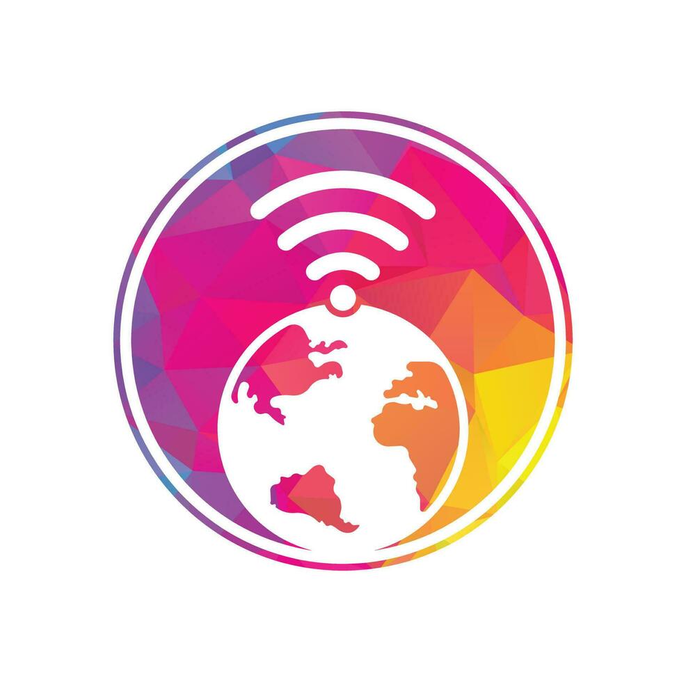 Globe wifi logo design icon. World signal vector logo template.