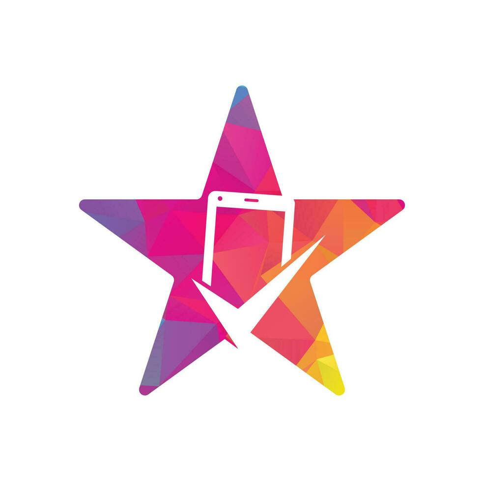 Check mobile star shape concept logo design template vector. Mobile Repair Logo icon. Mobile App Logo vector