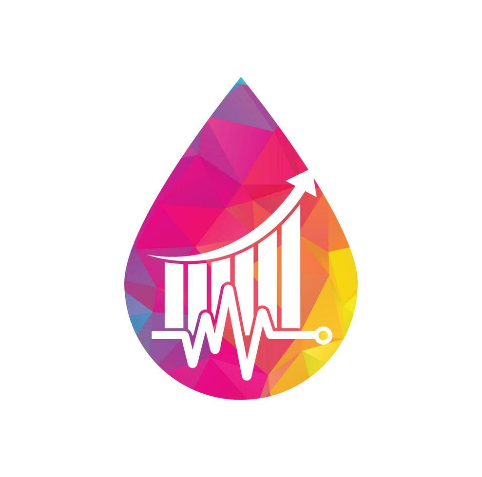 Finance pulse drop shape concept logo. Heart beat finance logo design icon. stats pulse logo design template. vector