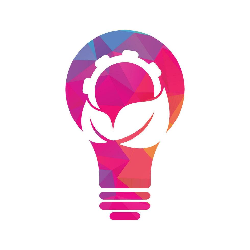 Gear leaf bulb shape concept logo combination vector. Mechanic and eco symbol or icon. vector