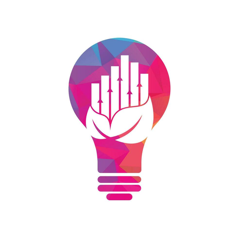 Finance leaf bulb shape concept logo template. Nature stats logo icon vector. vector