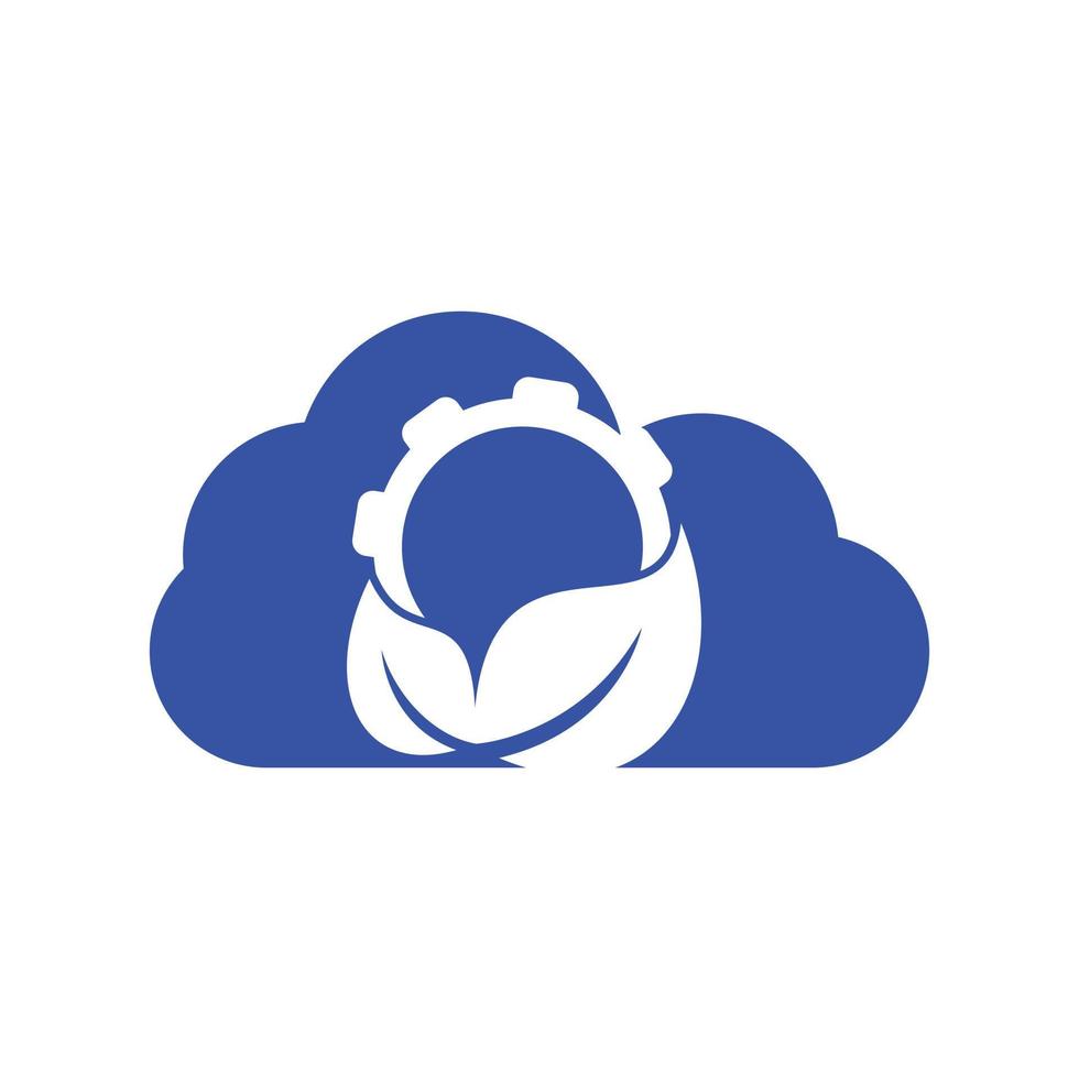 vector de combinación de logotipo de concepto de forma de nube de hoja de engranaje. símbolo o icono mecánico y ecológico.