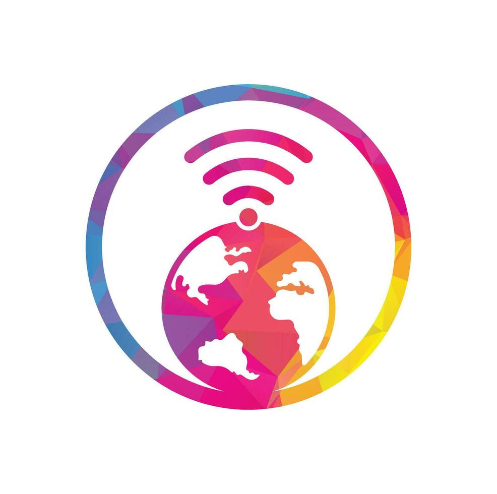 Globe wifi logo design icon. World signal vector logo template.