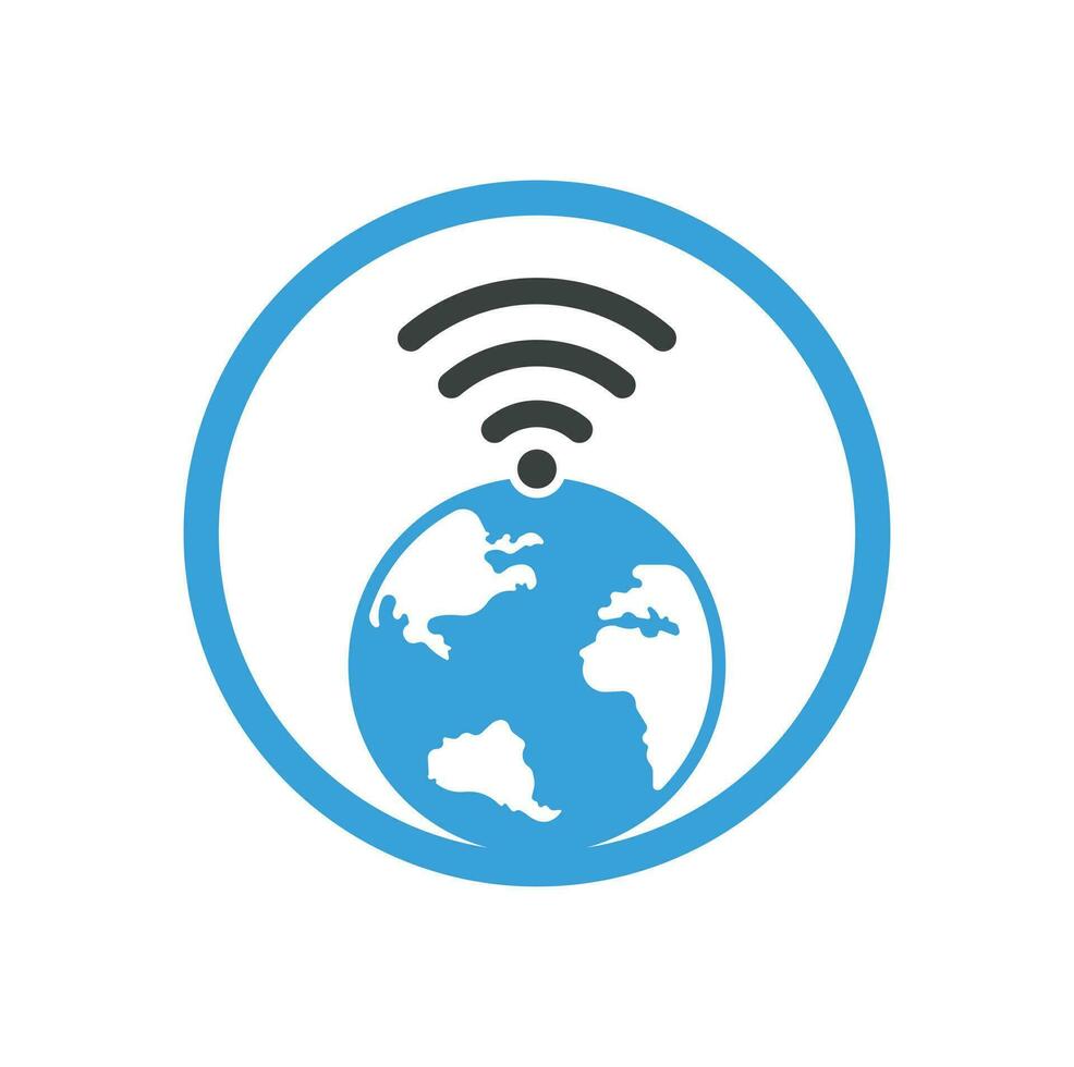 Globe wifi logo design icon. World signal vector logo template.
