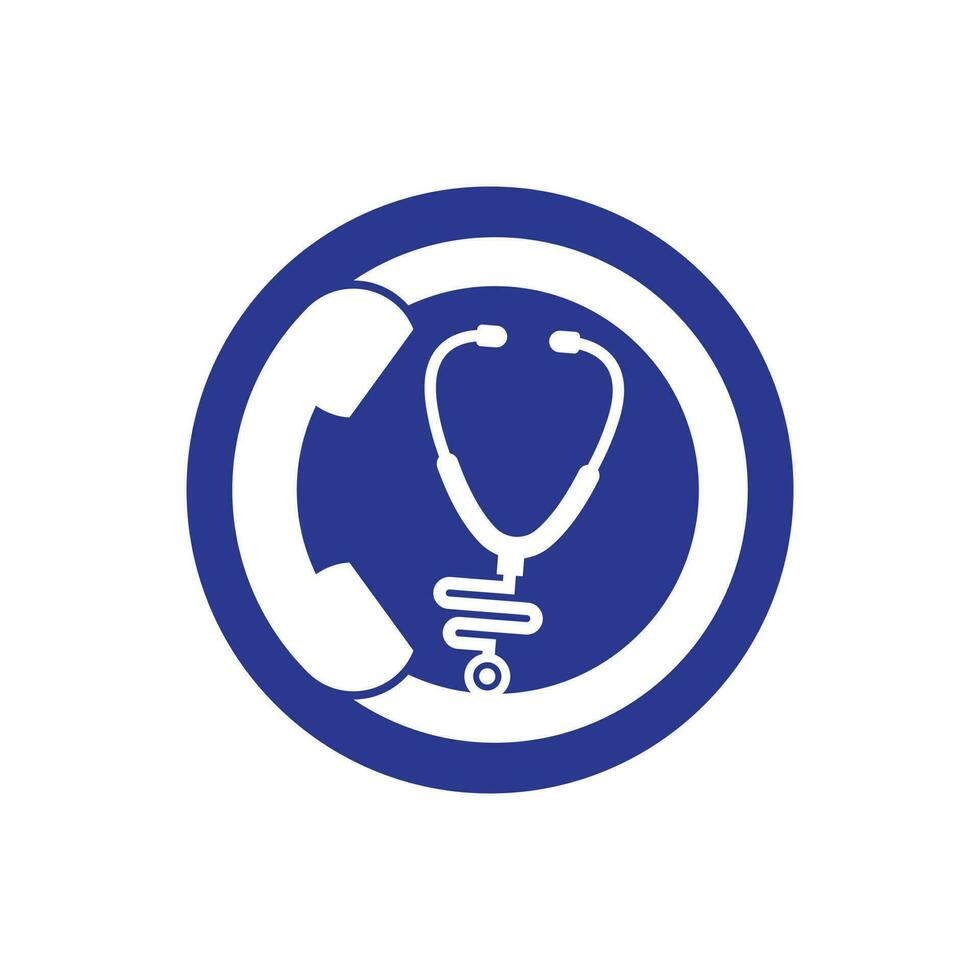 Stethoscope call logo design icon vector. Call doctor logo. vector