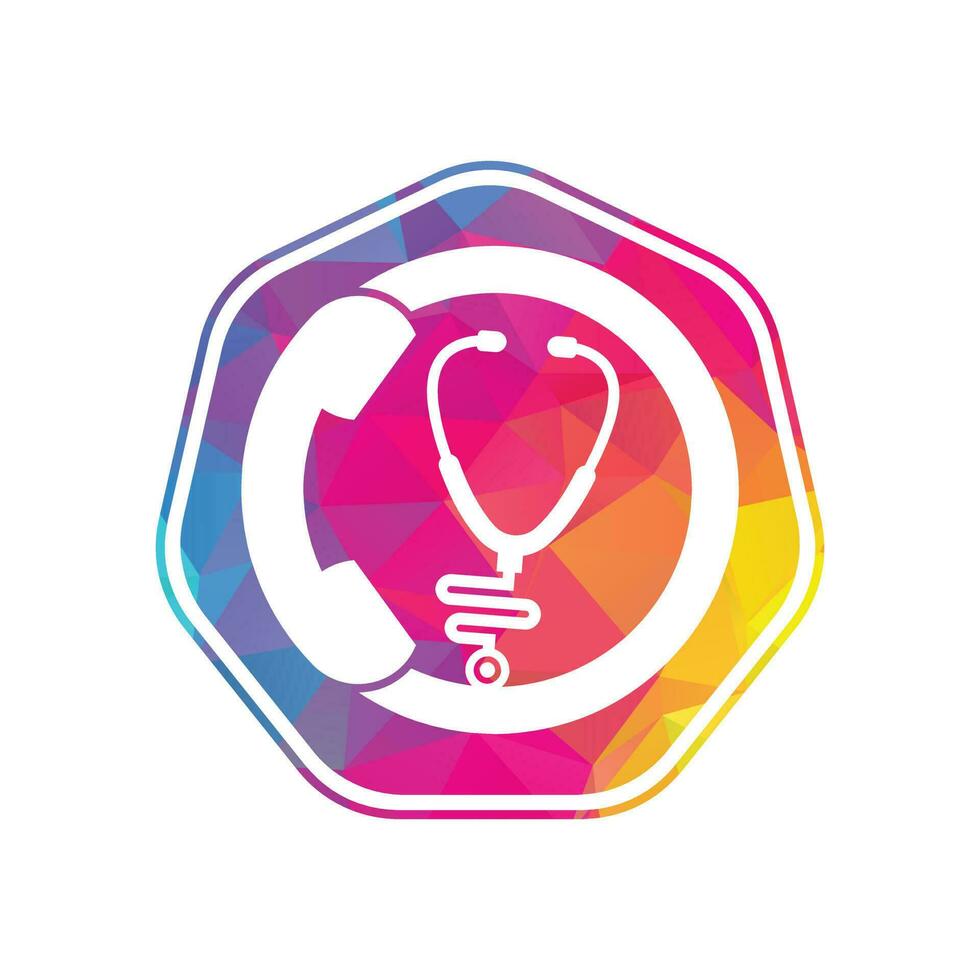 Stethoscope call logo design icon vector. Call doctor logo. vector