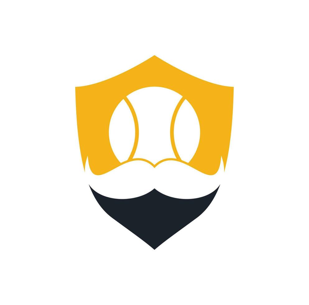 fuerte diseño de logotipo vectorial de tenis. diseño de icono de vector de bigote y pelota de tenis.