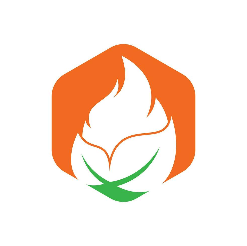 Leaf fire vector logo design template. Eco green alternative energy logo design vector template.