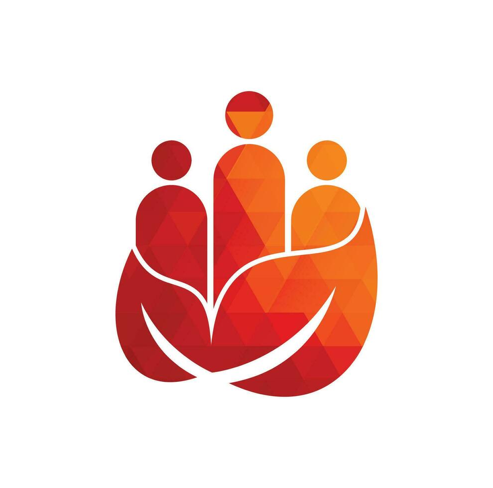 vector de icono de diseño de logotipo de personas de hoja. plantilla de logotipo de vector de comunidad verde.