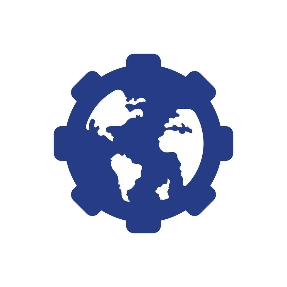 diseño de logotipo vectorial global de engranajes. elemento de diseño del logotipo del icono del planeta del engranaje. vector