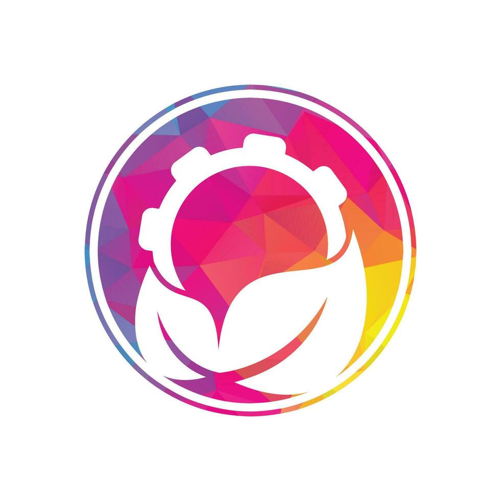 Gear and leaf logo combination vector. Mechanic and eco symbol or icon. vector