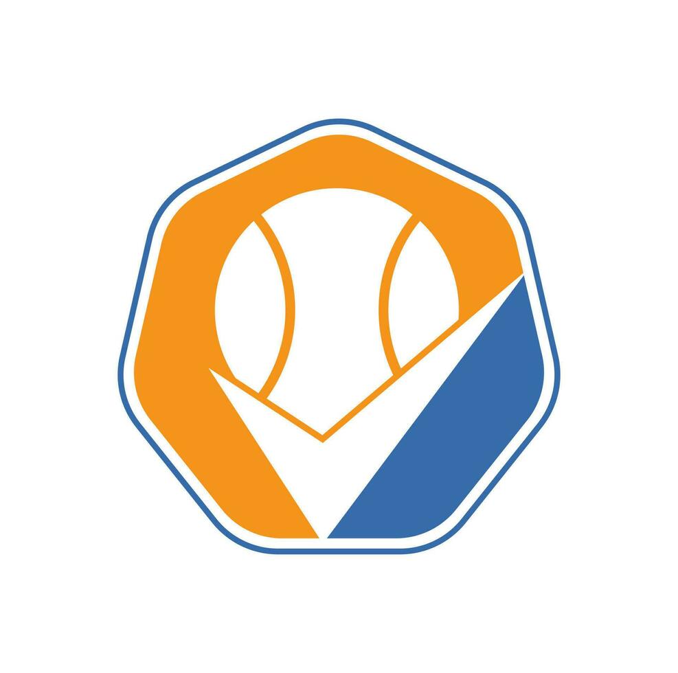 Compruebe el diseño del logotipo del vector de tenis. pelota de tenis y logotipo de icono de garrapata.