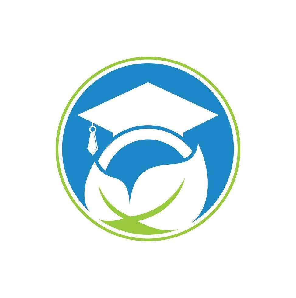 Nature student vector logo template. Leaf with graduation hat logo template vector icon design.