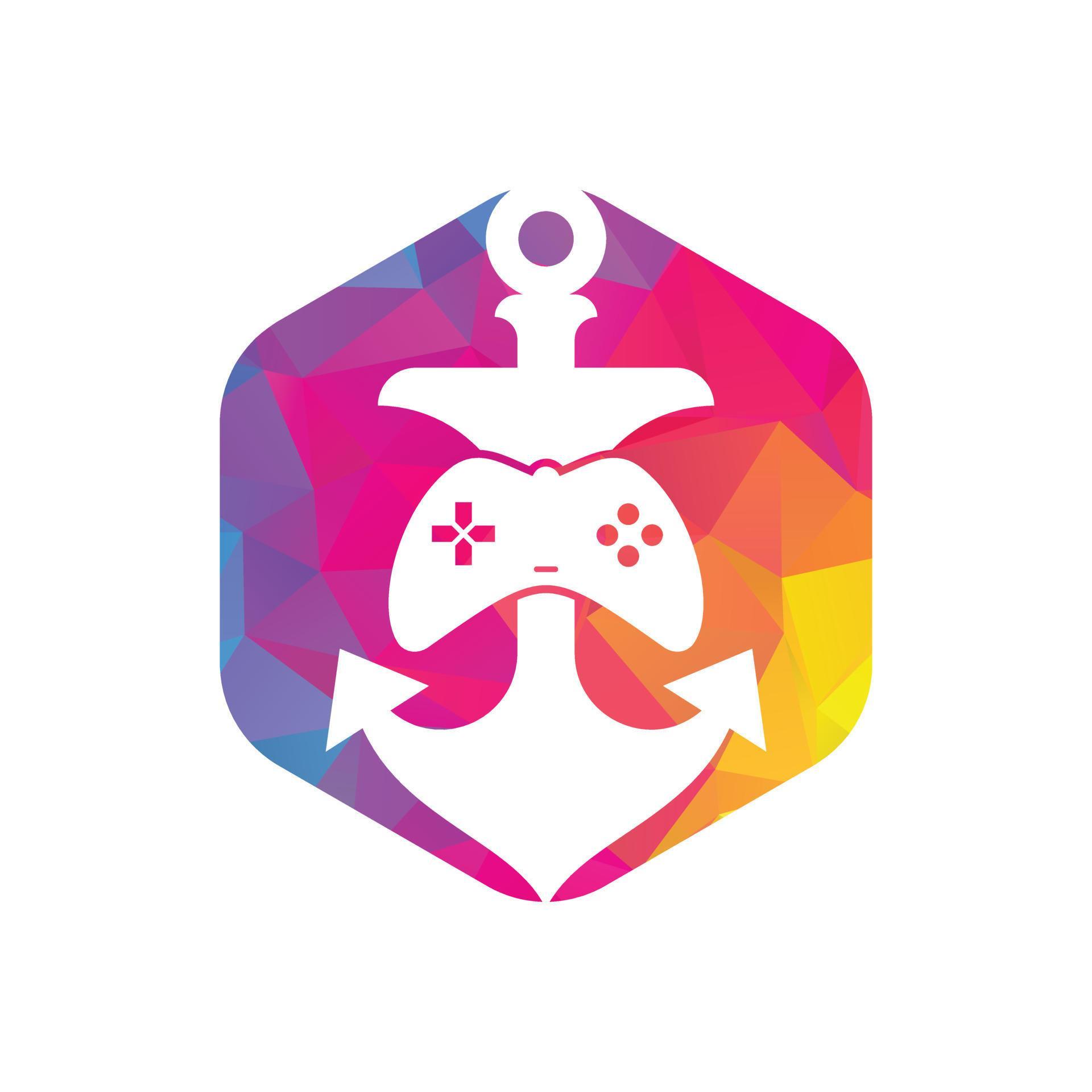 Game controller and anchor logo template. Joystick and anchor logo